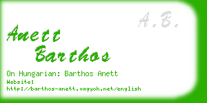 anett barthos business card